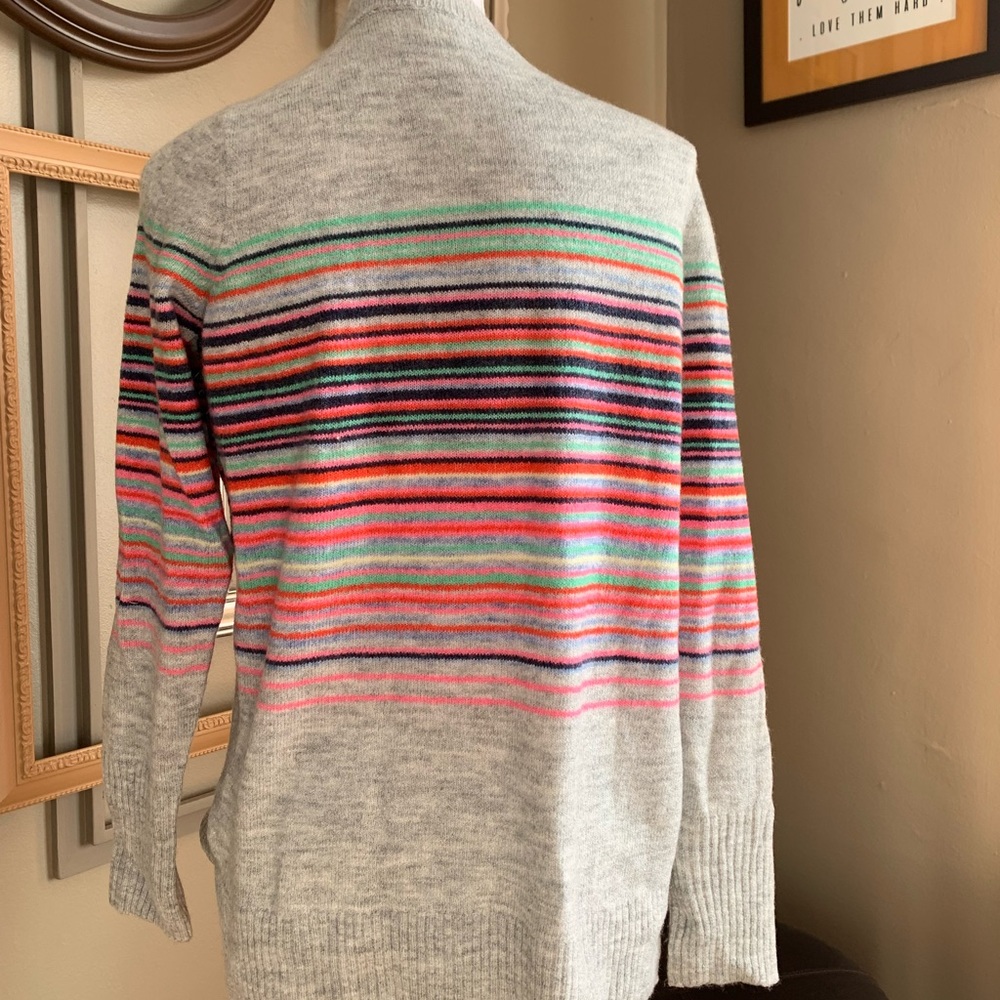 GAP sweater. Ultra soft. Gray with multicolor stripes. Small.